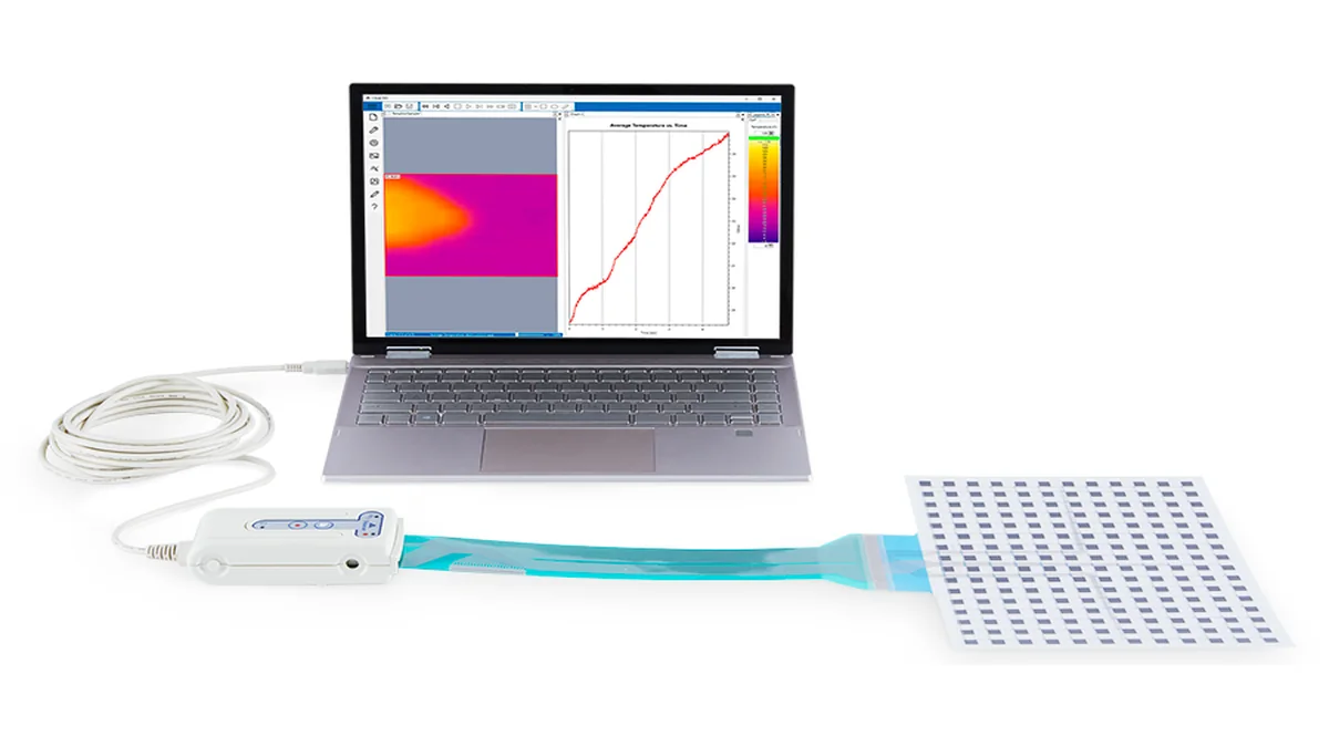 Pressure mapping system overview with sensor, data acquisition reader and analysis display